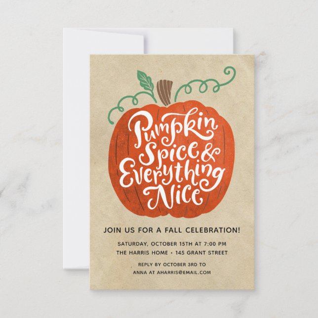 Invitation à la fête d'automne au Pumpkin Spice (Devant)