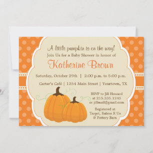 Invitation à la fête de Baby Shower Little Pumpkin