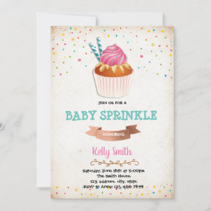 Invitation à la fête de baby sprinkle cupcake