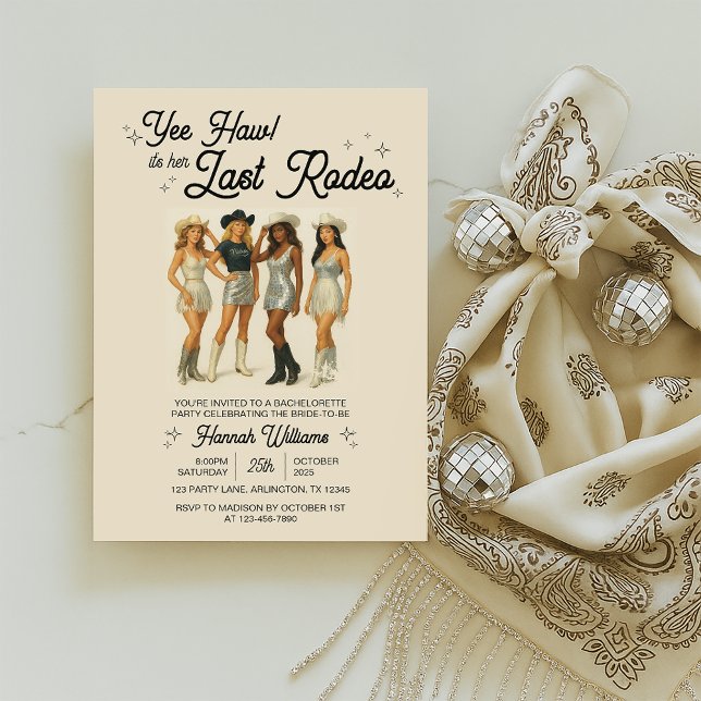 Invitation à la fête de bachelorette moderne Cowgi (Créateur téléchargé)