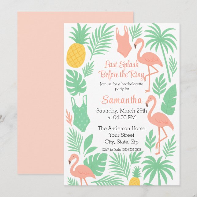 Invitation à la fête de Bachelorette Tropical Last (Devant / Derrière)