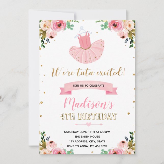 Invitation à la fête de Ballerina (Devant)