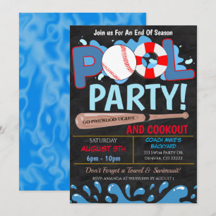 Invitation à la fête de baseball au bord de la pis