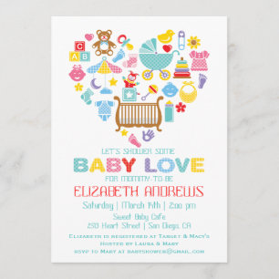 Invitation à la fête de bébé Love Heart
