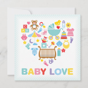 Invitation à la fête de bébé Love Heart