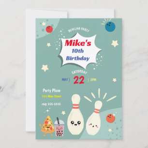 Invitation à la fête de bowling