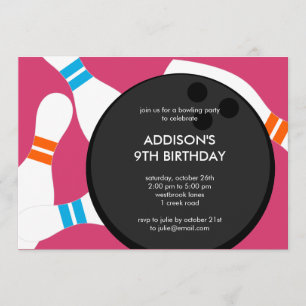 Invitation à la fête de Bowling - Pink