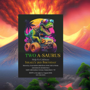 Invitation à la fête de camion monstre Dino