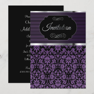 Invitation à la fête de célébration Purple Damask