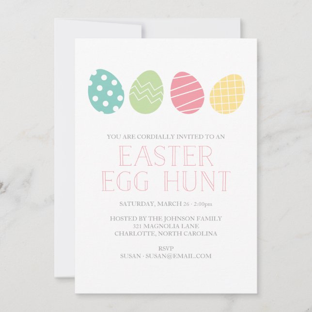 Invitation à la Fête de chasse aux oeufs de Pâques (Devant)