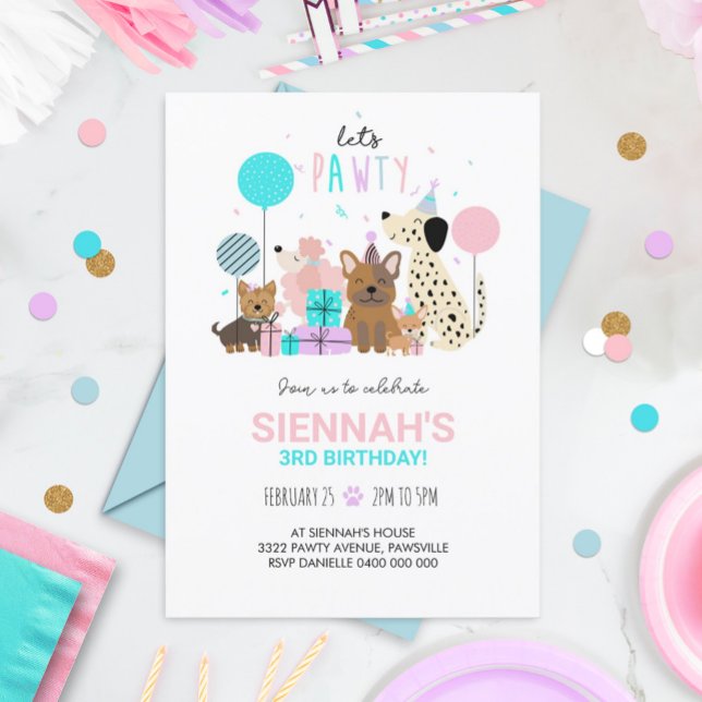 Invitation à la fête de chien Chienne Invitation C (Créateur téléchargé)