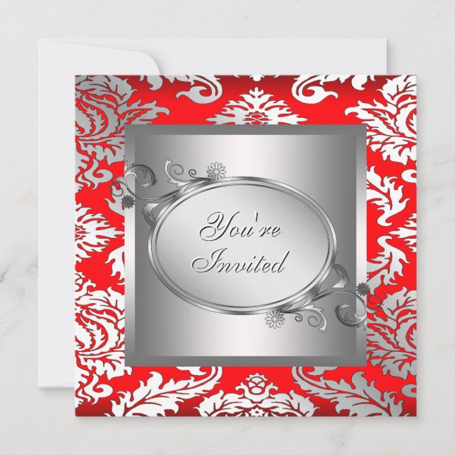 Invitation à la fête de Damas rouge argent (Devant)