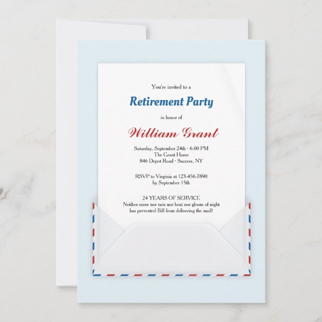 Invitation à la fête de départ à la retraite de la (Devant)