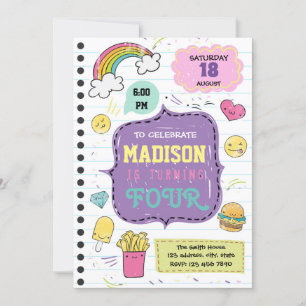 Invitation à la fête de doodle