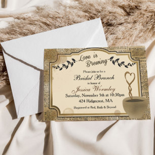 Invitation à la fête de douche de mariée Café Love