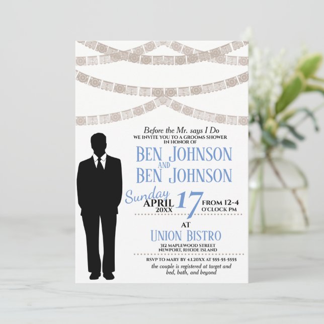 Invitation à la fête de douche du marié (Debout devant)