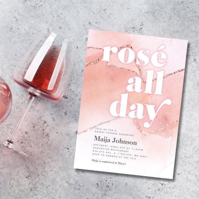 Invitation à la fête de douches de mariée Rosé tou (Créateur téléchargé)
