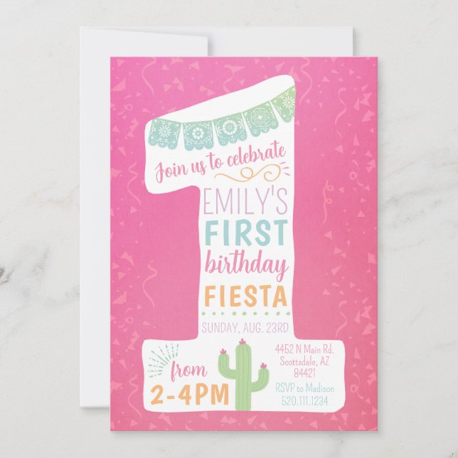 Invitation à la fête de fête du premier anniversai (Devant)