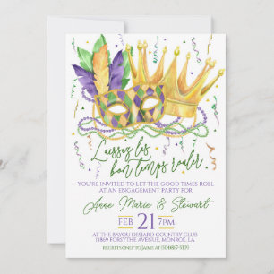 Invitation à la fête de fiançailles de Mardi Gras