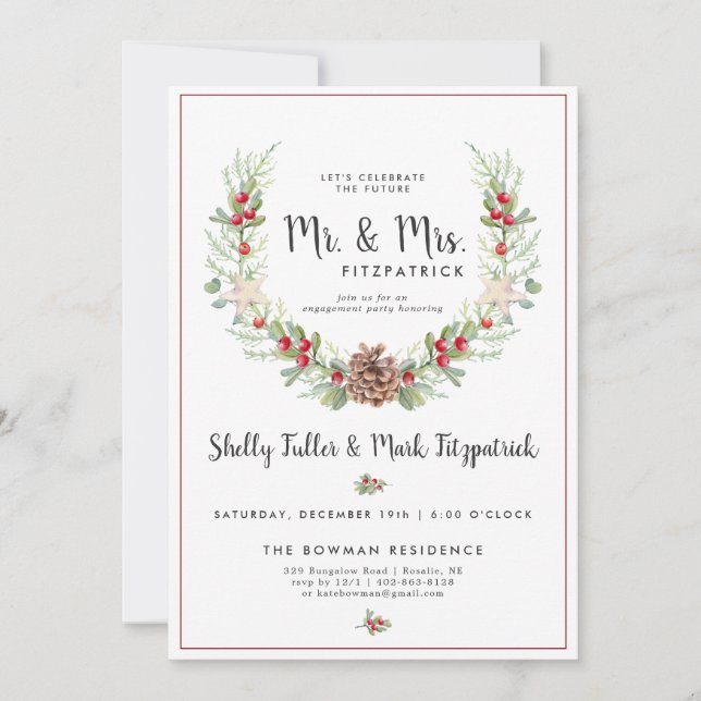 Invitation à la fête de fiançailles de Noël (Devant)