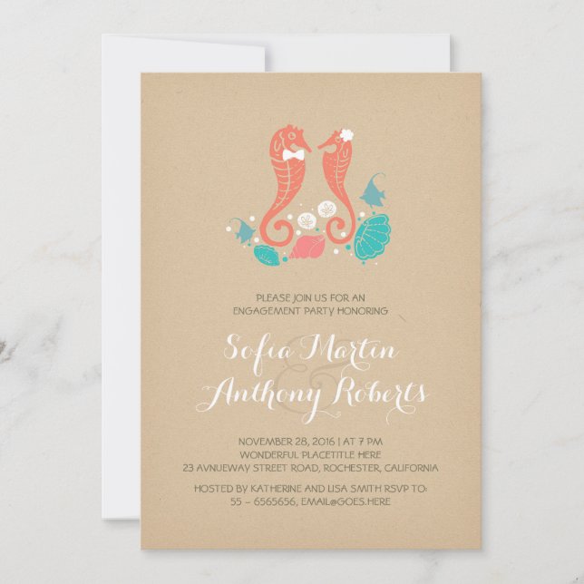 invitation à la fête de fiançailles de plage pour  (Devant)