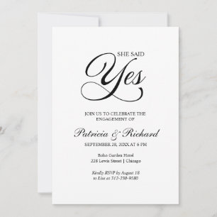 Invitation à la fête de fiançailles Elle a dit oui