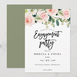 invitation à la fête de fiançailles florale rose