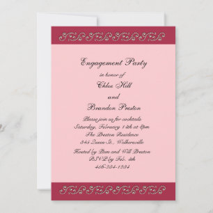 Invitation à la fête de fiançailles Rose et Perles