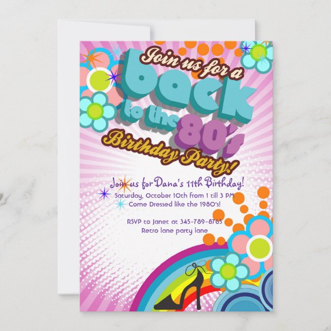 Invitation à la fête de fille de Bash dans les ann (Devant)