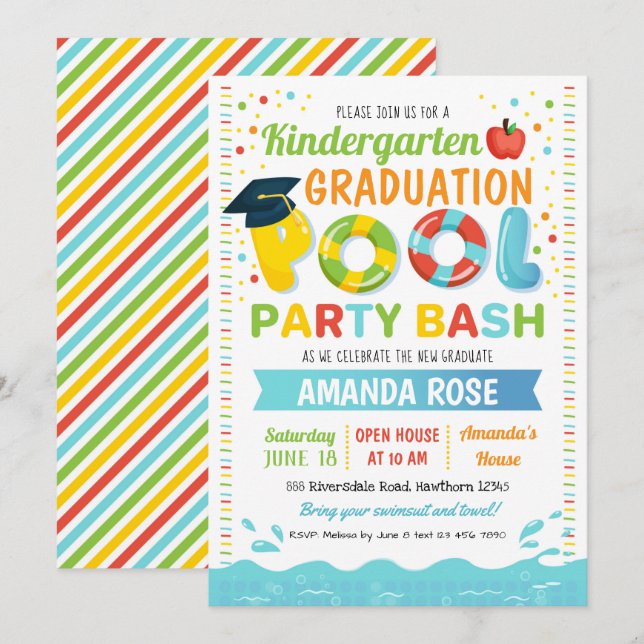 Invitation à la fête de fin d'année à la piscine (Devant / Derrière)