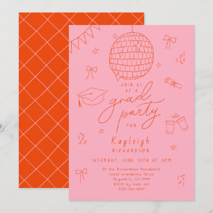 Invitation à la fête de fin d'année rose orange