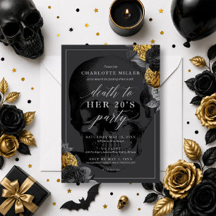 Invitation à la fête de fin de vingtaine noir et o