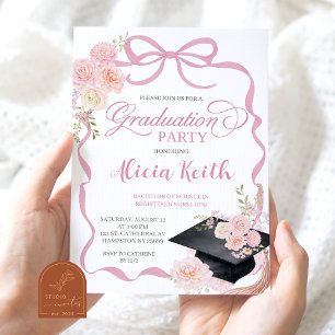 Invitation à la fête de fin d'études Coquette Rose