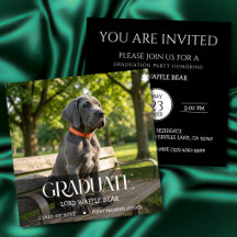 Invitation à la fête de fin d'études de chien Phot