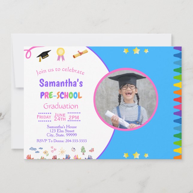 Invitation à la fête de fin d'études préscolaires (Devant)
