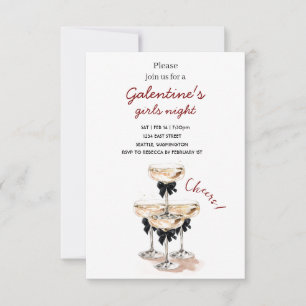 Invitation à la fête de Galentine au Champagne