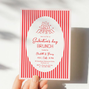 Invitation à la fête de Galentine rose rouge