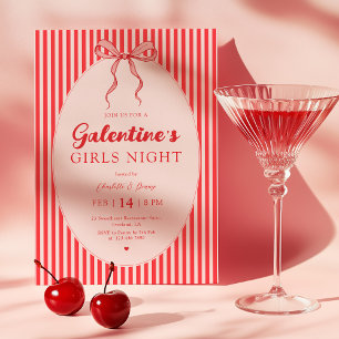 Invitation à la fête de Galentine rose rouge