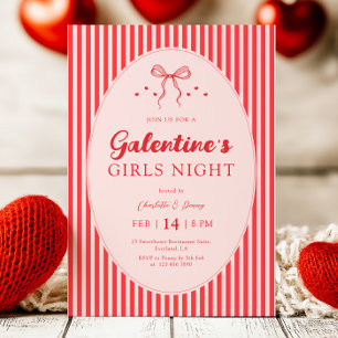 Invitation à la fête de Galentine rose rouge