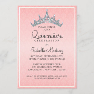 Invitation à la fête de Glam Tiara Quinceanera