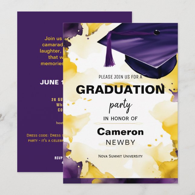 Invitation à la fête de graduation de Mortarboard  (Devant / Derrière)