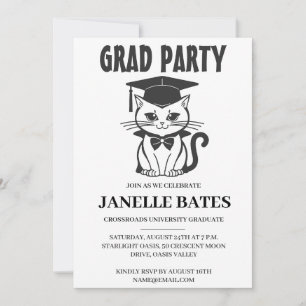 invitation à la fête de graduation moderne noir et
