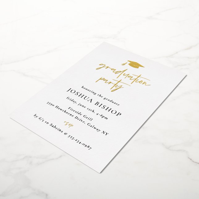 Invitation à la fête de graduation par script Foil (Rotation)