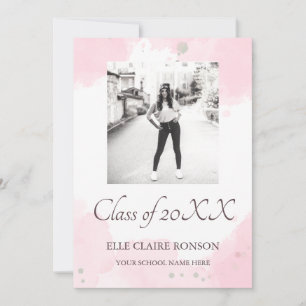invitation à la fête de graduation rose Elegance