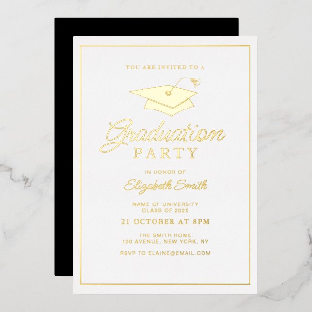 invitation à la fête de graduation simple cadre de (Recto/Verso)