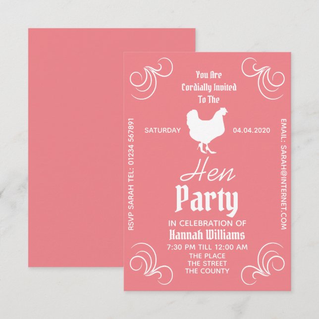 Invitation à la fête de Hen (Devant / Derrière)