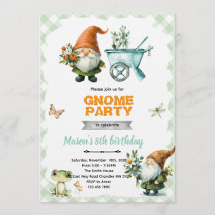 Invitation à la fête de jardin de gnome