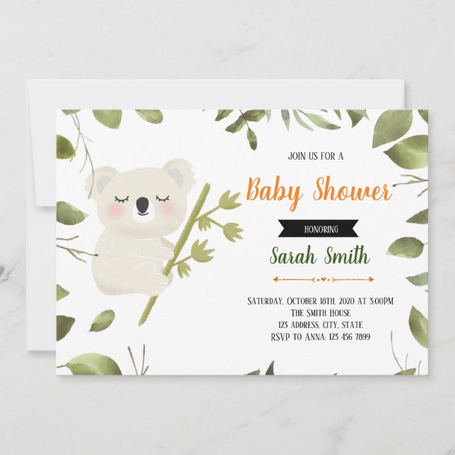 Invitation à la fête de koala (Devant)