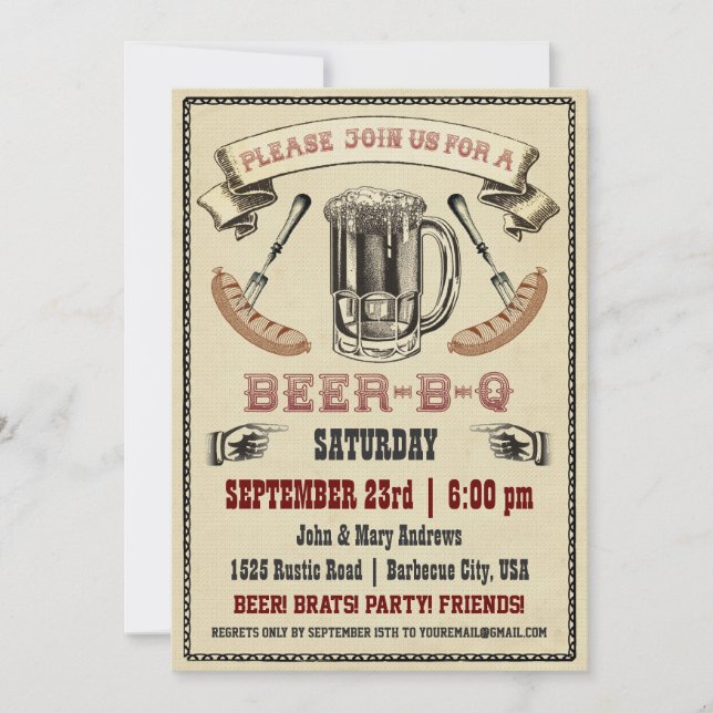 Invitation à la fête de la bière-B-Q (Devant)