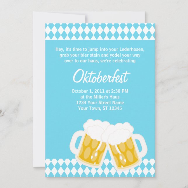 Invitation à la fête de la bière Bavière Flag et B (Devant)